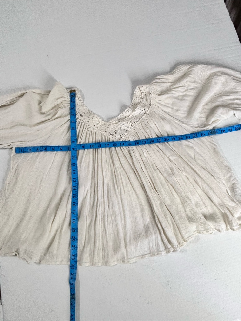 Ralph Lauren Vintage Denim & Supply Women’s White Flowy V-Neck Boho Blouse Large - Picture 10 of 10